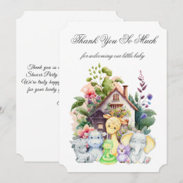 Tarjeta de agradecimiento para baby shower de anim