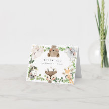 Tarjeta de agradecimiento para baby shower de anim