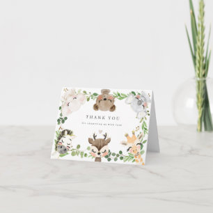 Tarjeta de agradecimiento para baby shower de anim
