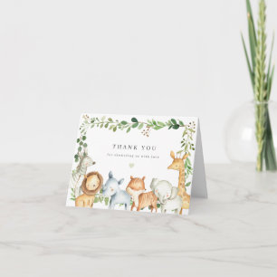 Tarjeta de agradecimiento para baby shower de anim