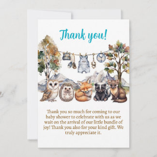 Tarjeta de agradecimiento para baby shower de anim