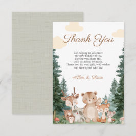 Tarjeta de agradecimiento para baby shower de anim