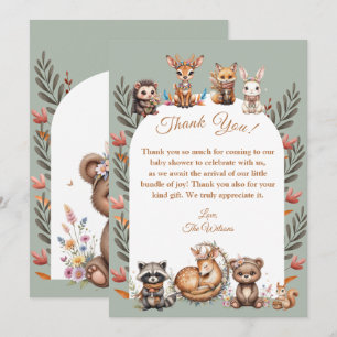 Tarjeta de agradecimiento para baby shower de anim