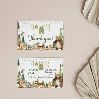 Tarjeta de agradecimiento para baby shower de anim