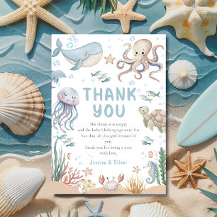 Tarjeta de agradecimiento para baby shower de anim