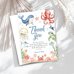 Tarjeta de agradecimiento para baby shower de anim