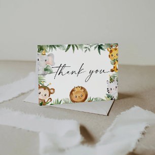 Tarjeta de agradecimiento para baby shower de anim