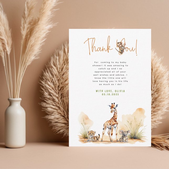 Tarjeta de agradecimiento para baby shower de anim (Subido por el creador)