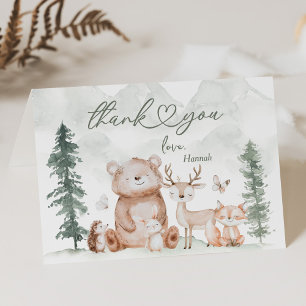 Tarjeta de agradecimiento para baby shower de anim