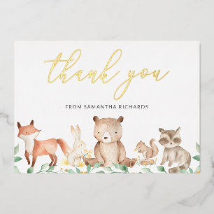 Tarjeta de agradecimiento para baby shower de anim