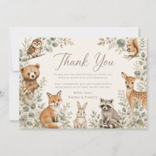 Tarjeta de agradecimiento para baby shower de anim