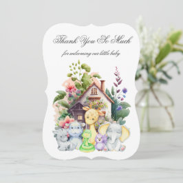 Tarjeta de agradecimiento para baby shower de anim