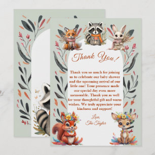 Tarjeta de agradecimiento para baby shower de anim