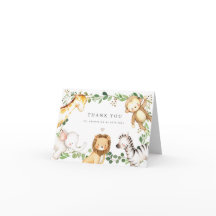 Tarjeta de agradecimiento para baby shower de anim