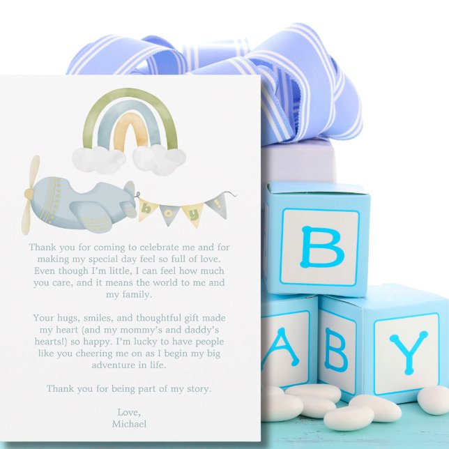 Tarjeta de agradecimiento para baby shower de avió (Subido por el creador)
