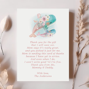 Tarjeta de agradecimiento para baby shower de ball