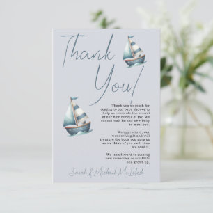 Tarjeta de agradecimiento para baby shower de barc