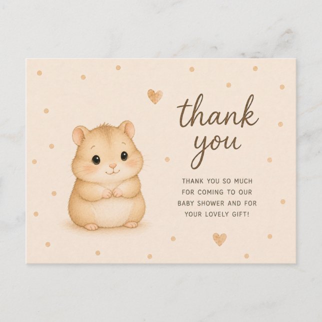 Tarjeta de agradecimiento para Baby Shower de Bebé (Anverso)