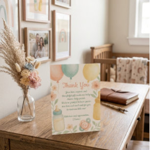 Tarjeta de agradecimiento para baby shower de bebé