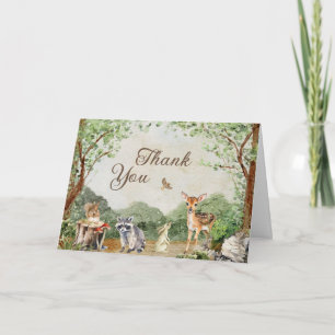 Tarjeta de agradecimiento para baby shower de bosq