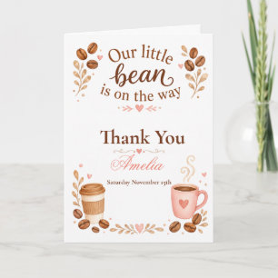 Tarjeta de agradecimiento para baby shower de café