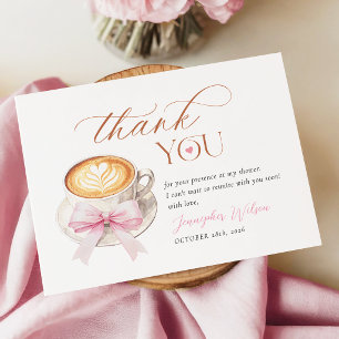 Tarjeta de agradecimiento para baby shower de café