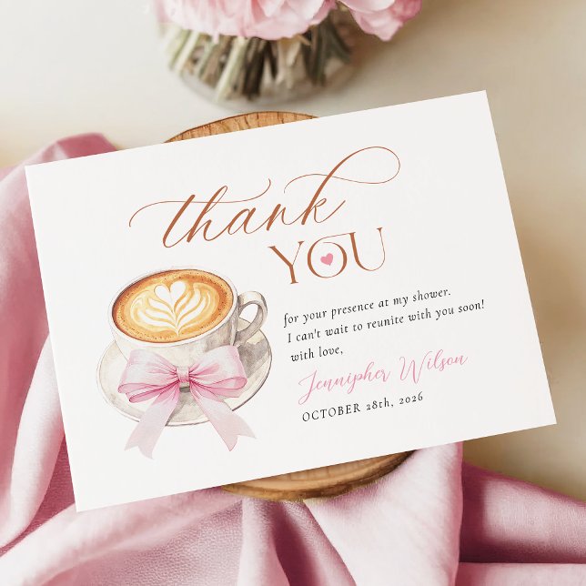 Tarjeta de agradecimiento para baby shower de café (Subido por el creador)