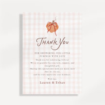 Tarjeta de agradecimiento para baby shower de cala