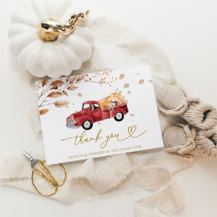 Tarjeta de agradecimiento para baby shower de cala