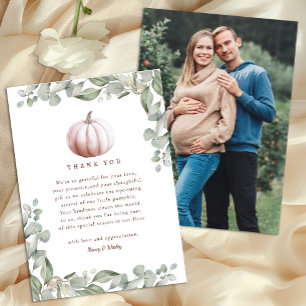 Tarjeta de agradecimiento para baby shower de cala