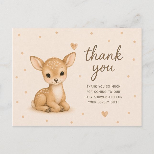Tarjeta de agradecimiento para baby shower de cerv (Anverso)