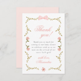 Tarjeta de agradecimiento para baby shower de coqu