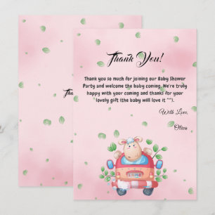 Tarjeta de agradecimiento para baby shower de cord