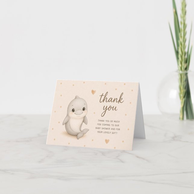 Tarjeta de agradecimiento para Baby Shower de delf (Anverso)