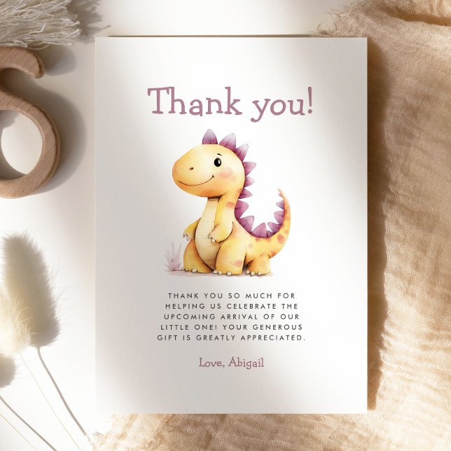 Tarjeta de agradecimiento para baby shower de dino (Subido por el creador)