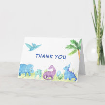 Tarjeta de agradecimiento para baby shower de dino