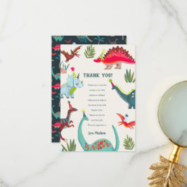Tarjeta de agradecimiento para baby shower de dino