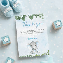 Tarjeta de agradecimiento para baby shower de elef