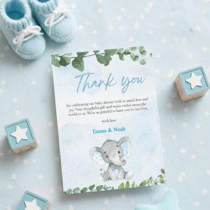 Tarjeta de agradecimiento para baby shower de elef