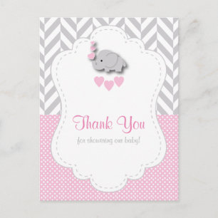 Tarjeta de agradecimiento para baby shower de elef
