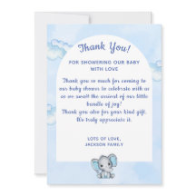 Tarjeta de agradecimiento para Baby Shower de Elef