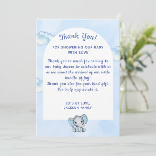 Tarjeta de agradecimiento para Baby Shower de Elef