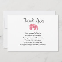 Tarjeta de agradecimiento para baby shower de elef