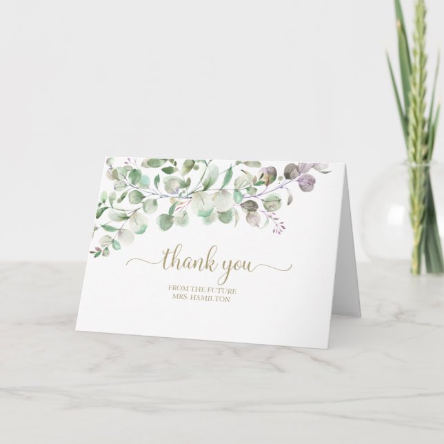 Tarjeta de agradecimiento para baby shower de euca (Anverso)