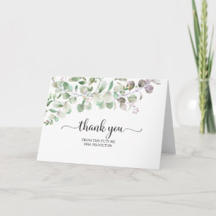 Tarjeta de agradecimiento para baby shower de euca