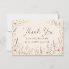 Tarjeta de agradecimiento para baby shower de flor