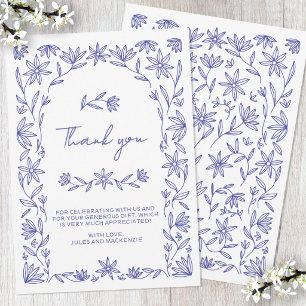 Tarjeta de agradecimiento para baby shower de flor