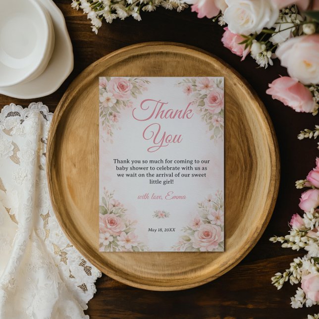 Tarjeta de agradecimiento para baby shower de flor (Subido por el creador)