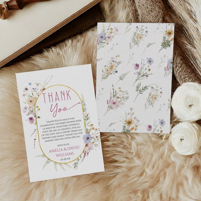Tarjeta de agradecimiento para baby shower de flor (Subido por el creador)