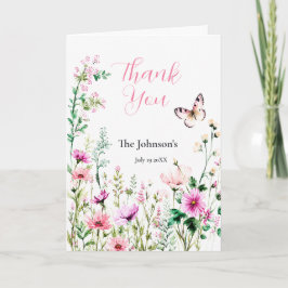 Tarjeta de agradecimiento para baby shower de flor